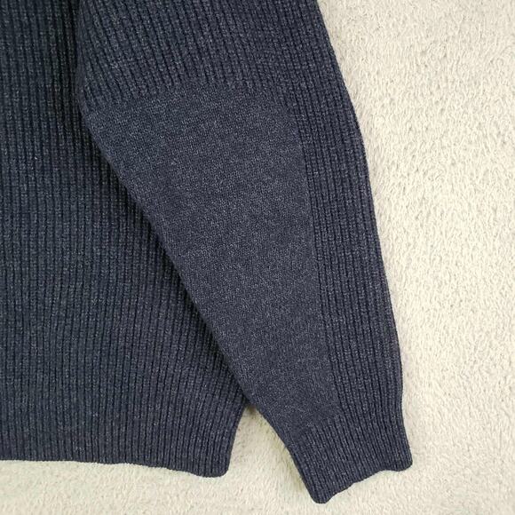 LL Bean Sweater Waterfowl Merino Wool Men’s Size L Large Quarter Zip Knit Blue - Picture 7 of 10